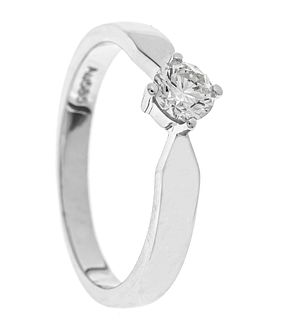 Brilliant ring WG 585/000 with one brilliant-cut diamond 0.40 ct l.tinted W-tonedW/SI, RG 56, 3.3 g