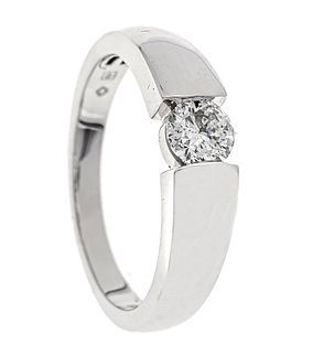 Diamond ring in tension look WG 585/000 with one brilliant-cut diamond 0.50 ct lightly tinted