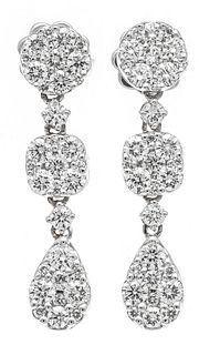 PavÃ©t brilliant-cut diamond earrings WG 750/000 with 64 brilliant-cut diamonds, total 1.20 ct TW-W/