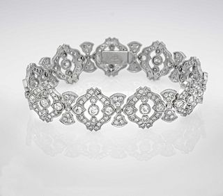 Old-cut diamond bracelet WG 585/000 (Russian 56 hallmarked) with 48 old-cut diamonds and 203
