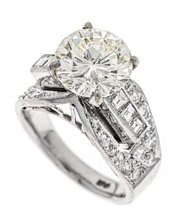 Brilliant-solitary ring WG 585/000 unstamped, tested, with one brilliant-cut diamond 3,40 ct Fancy