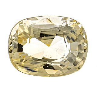 Sapphire 9.38 ct, antique cut, light yellow, transparent with very very little internal features,