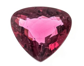 Rubellite 7.48 ct, drop-cut triangle-cut variation, vivid darker pinkish red, transparent with
