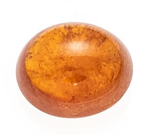Mandarin garnet-12.11 ct, oval cabochon cut, intense light brownish orange, transparent with