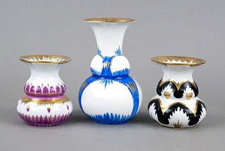 Three Art Deco vases, porcelain