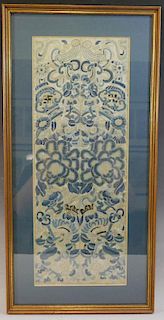 CHINESE ANTIQUE FRAMED SILK PANEL - 19TH CENTURY