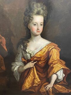 PORTRAIT OF A LADY IN A GOLDEN DRESS OIL PAINTING
