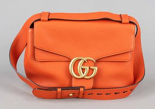 Gucci, Orange Pebbled Leather Ma