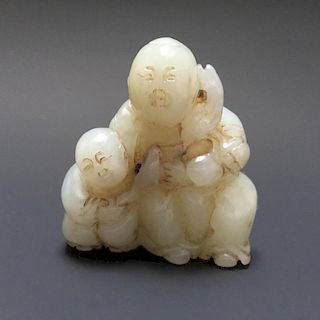 CHINESE ANTIQUE JADE GROUP CARVING