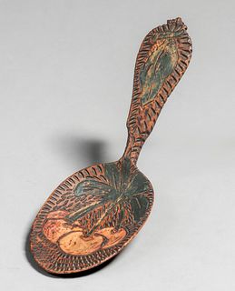 Arts & Crafts Pyrography Serving Spoon c1910