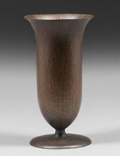 Arts & Crafts Hammered Copper Flared Vase c1920s