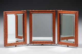 Oak Three-Panel Shaving Mirror c1900s