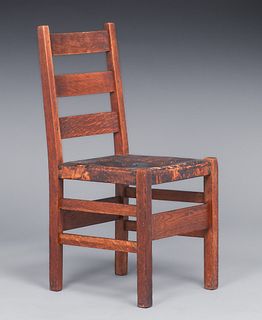 Gustav Stickley #306 1/2 Ladder Back Side Chair c1910