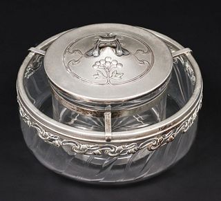 WMF German Silver-Plated Cut Crystal Art Nouveau Dish c1910