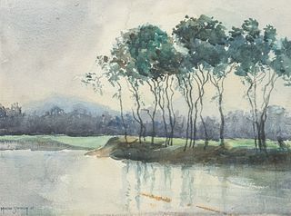 Merran Schlaich (1894-1991) California Watercolor 1957