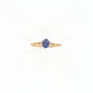 14K Gold and Blue Topaz Solitaire Ring