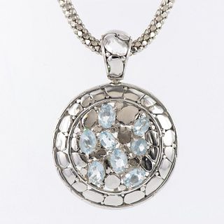 Gorgeous Contemporary Sterling Silver Blue Topaz Necklace