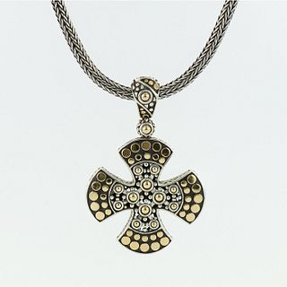 John Hardy 18K Gold & Sterling Silver Maltese Cross Necklace