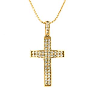 Diamond Cross in 14K Yellow Gold Necklace