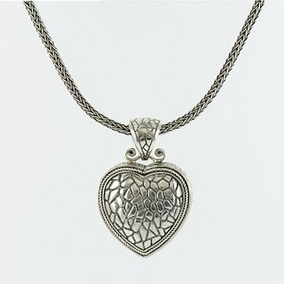 Contemporary Sterling Silver Designer Style Heart Necklace