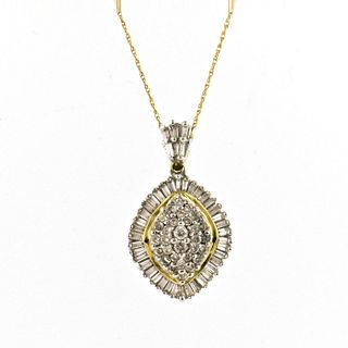 Diamond Pendant in 14K Yellow Gold Necklace