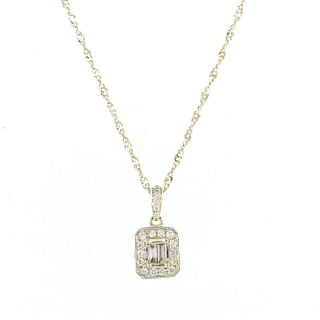 Diamond Pendant with Chain, 14K Gold