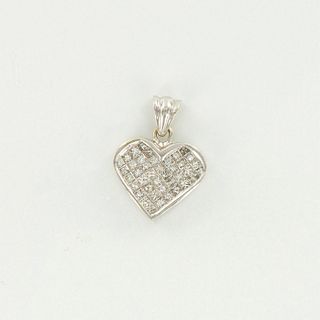 Diamond Princess Heart Pendant, 14K