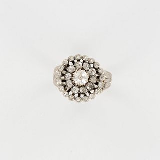 Georgian Style Diamond 14K White Gold Ring