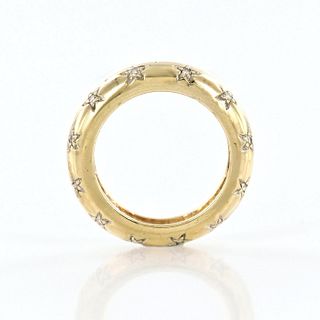 Contemporary 14K Yellow Gold Diamonds Star Eternity Ring