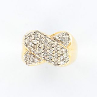Designer 14K Yellow Gold and Diamonds Ring