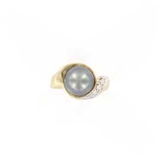 Black South Sear Pearl and Diamond Ring, 14K