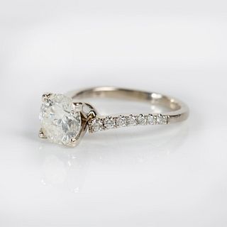 14k White Gold Diamond Engagement Ring, 1.21ct