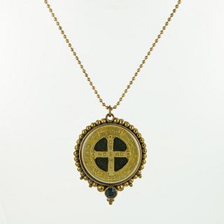 Saint Benedict Medal Necklace with Sterling Silver Chain