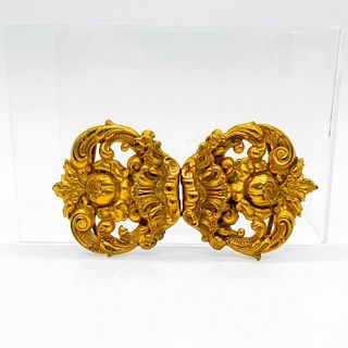 2pc French Brass Flowers and Foliage Cloak Clasp