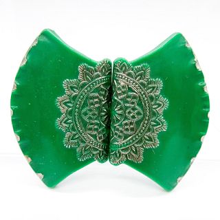 2pc Green Acrylic Mandala Cloak Clasp