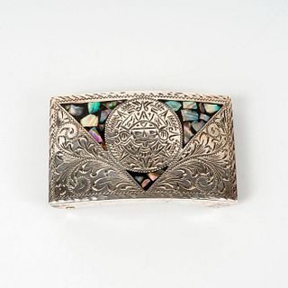 RMG Mexican Sterling Silver Abalone Inlay Belt Buckle