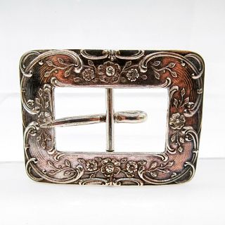 Art Nouveau Sterling Silver Floral Belt Buckle