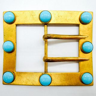Decorative Brass Beaded Sash Pin Belt Buckle