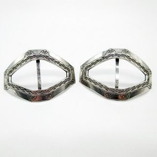2pc English Sterling Silver Shoe Buckles