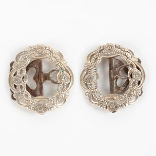 2pc Sterling Silver Decorative Shoe Buckles