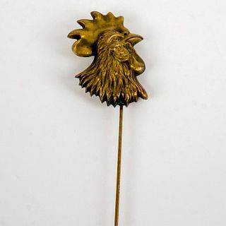 Vintage Brass Hat Pin, Rooster