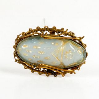 Vintage Bronze Hat Pin, Glass Scarab