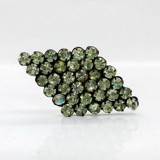 Vintage Bronze Hat Pin, Rhinestone Diamond Shape