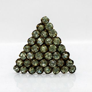 Vintage Bronze Hat Pin, Rhinestone Triangle