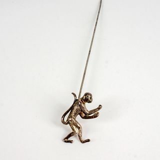 Vintage Silver Hat Pin, Frisky Monkey