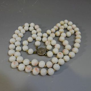 ANGEL SKIN PINK CORAL BEADS NECKLACE
