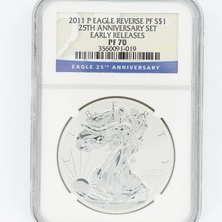 2011 W Eagle .999 Fine Silver Dollar Coin NGC PF70