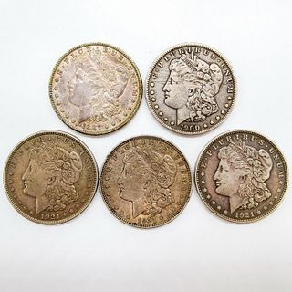 5 Assortment of United States Morgan Silver Dollars