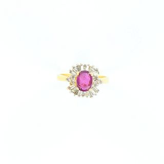 1.88ct TWT Pink Sapphire and Diamonds 14K Yellow Gold Ring
