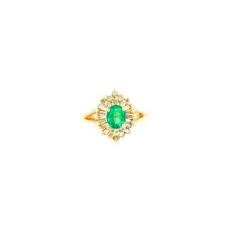 1.16ct TWT Irish Emeralds and Diamonds 14K Yellow Gold Ring